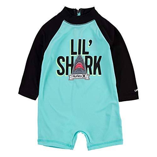 Hurley Boys' Long Sleeve Rash Guard Coverall, Aurora Green/Black, 18M