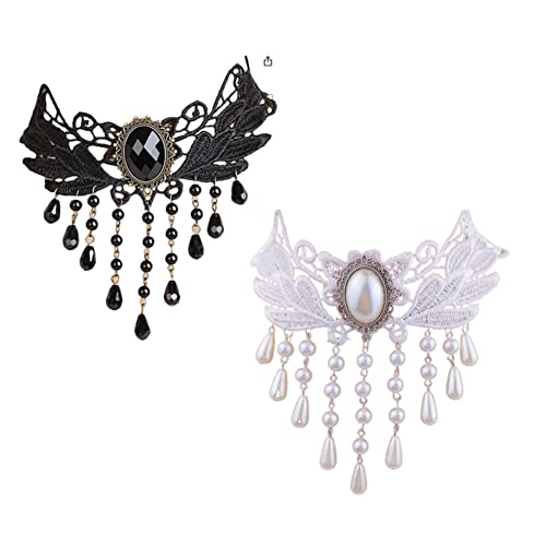 Jilukibo 2 Pack Black White Droplet Elegant Vintage Princess Lace...