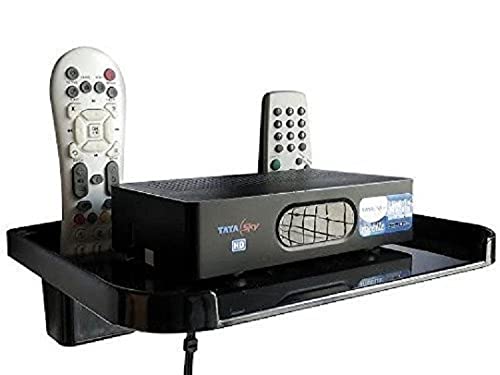 SVM Products Plastic Set Top Box Shelve with Remote Holder (Black)