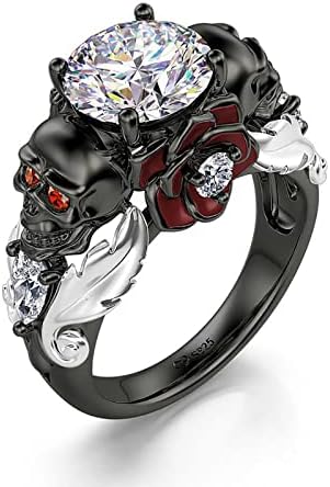 Jeulia 2.55ct Skull Engagement Ring Sets Sterling Silver Heart Cu...