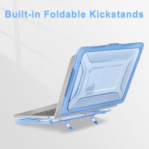 Image of MOSISO Compatible with MacBook Air 13 inch Case M5 M4 M3 M2, Air Blue | 2 in 1 Kit Honeycomb Shock Resistant Hard Case with Foldable Kickstand for MacBook Air 13.6 2026-2022 A3449 A3240 A3113 A2681