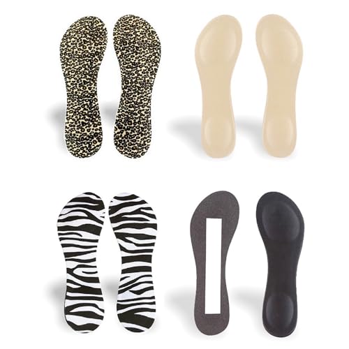 Image of CB 4-Pairs of Cloth Surface Sponge Inserts Invisible Slim Lightweight Insoles Liners, Ball of Foot Pain Relief Cushion, Barefoot Support, 3 /4 Length for Women's Shoes 5-7, Style A, Mix All