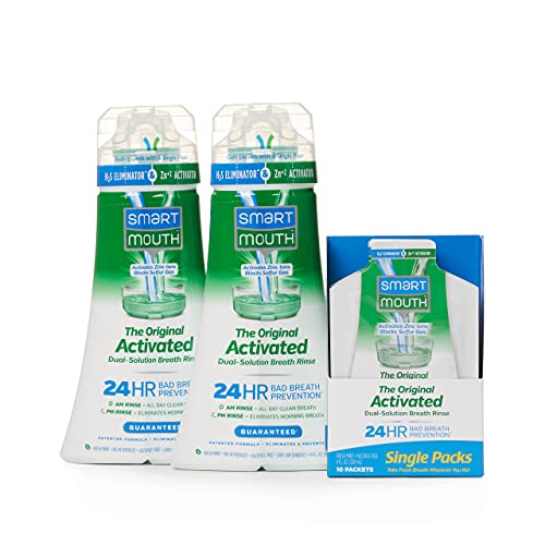 SmartMouth Original Activated 2-Pack Mouthwash & Single Packs, Travel Mouthwash, Fresh Mint