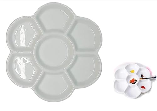White Porcelain Watercolor Palette - Washable Ceramic Paint Tray with Non-Stick Surface, Professional Artist-Grade Mixing Palette for Studio and Outdoor Painting