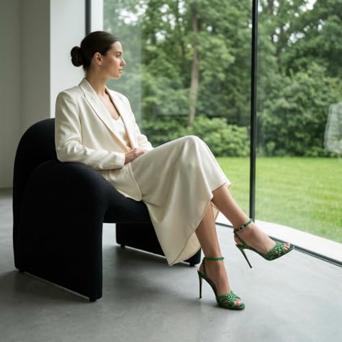 Image of HOCHFART Women's Rhinestone Stiletto High Heels Buckle Strappy Heeled Sandals Round Toe Sexy Dressy Pumps Shoes