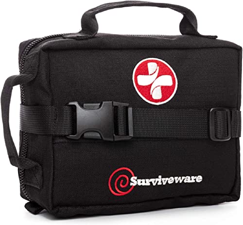 Surviveware Survival First Aid Kit - Emergency Preparedness at Home, Car, Office, Hiking, Camping & Outdoors Activities - 180 pcs Medical Supplies w/Removable MOLLE System & Labeled Compartments - Thumbnail 2