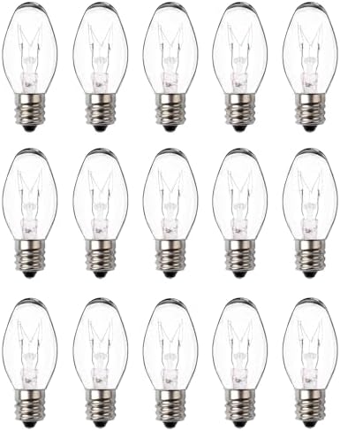 Wax Warmer Bulbs – 15W C7 Replacement Bulbs for Scentsy Wax Melt Warmer, Himalayan Salt Lamps, Plug-in Diffusers – Warm White, Dimmable, 15 Packs