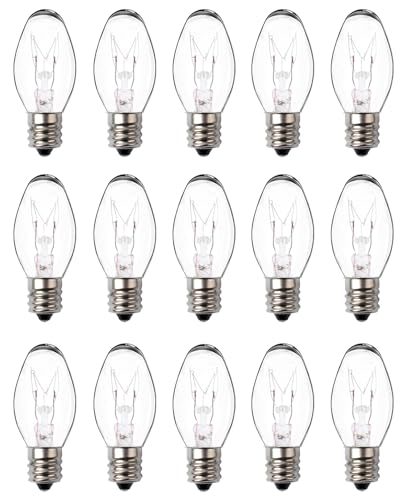 Snnalosses Wax Warmer Bulbs - 15W C7 Replacement Bulbs for Scentsy Wax Melt Warmer, Himalayan Salt Lamps, Plug-in Diffusers - Warm White, Dimmable, 15 Packs