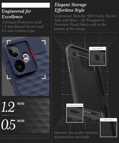 Image of WOW IMAGINE Back Cover for Realme GT 7 5G | Realme GT 7T 5G with Hexa Cube Design | Ultra Slim Soft Rubberised Case | Inner Velvet Fabric | Matte Silicone Mobile Case | Camera Protection - Blue