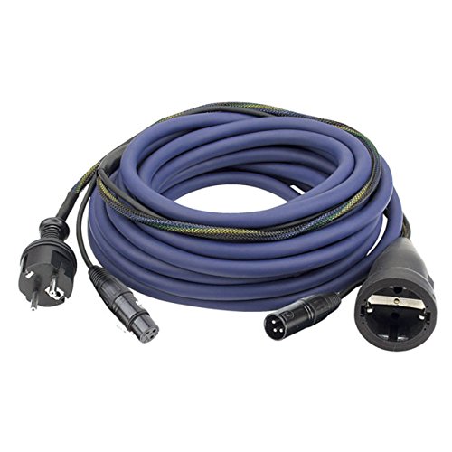 Cable de alimentación FP09 de 15m con conexiones Schuko y señal XLR para equipos de audio