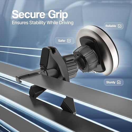 Image of Ambrane Qi2 Magsafe Car Charger, 2-in-1 Purpose: Car Charger & Mobile Stand, Perfect for Daily Commute or Long Travels, 15W Fast Wireless Charging, Attaches onto Air Vents (AerosynQ 3, Black)