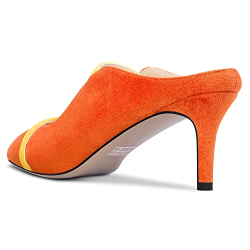 Castamere Women Mid Heel Pointed Toe Slip-on Patchwork Pumps Mules Shoes Casual Dress 2.6 Inches Heels3