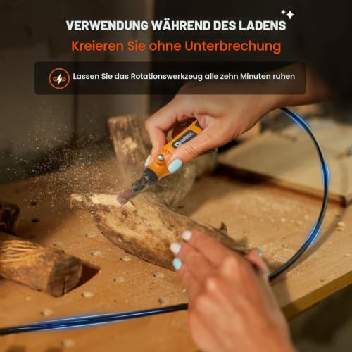 HARDELL Multifunktionswerkzeug-Akku 3,7 V, 5-Gang-Rotationswerkzeug, nutzbar beim Laden...