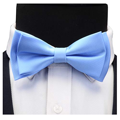 Image of GUSLESON Mens Solid Color Two Layer Pre-tied Bow Tie and Pocket Square Cufflink Set with Gift Box