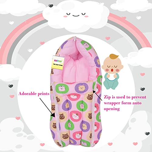 Image of Kwitchy New Born Baby Bedding Combo of Mattress with Net | 4 Pcs Gadda Set (0-6 Months) Pink (3PCS Set)