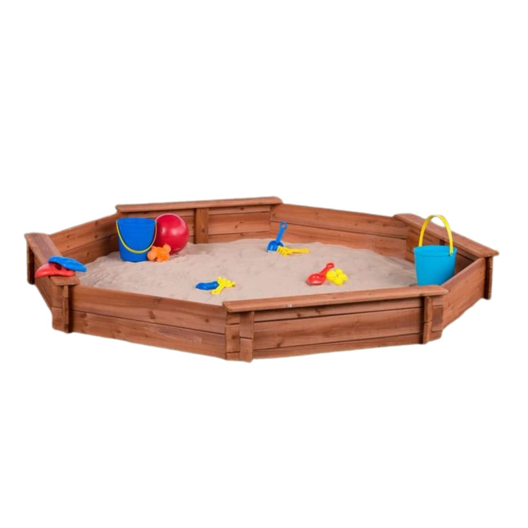Buy Octagon Wooden Cedar Sand box w Seat Boards EcoFriendly Cover