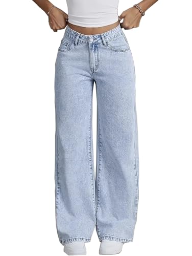 Image of Nifty Women's Denim Stretchable High Waist Light Wash Baggy Jeans || Back Pocket Bow tie Detail