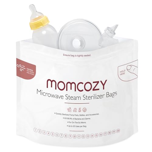 Image of Momcozy Microwave Steam Sterilizer Bags, 15 Count Travel Sterilizer Bags Reusable for Breast Pump Part/Baby Bottle, 20 Uses Per Bag, Breastpump Accessories for Momcozy S9 Pro/S12 Pro/V1/V2