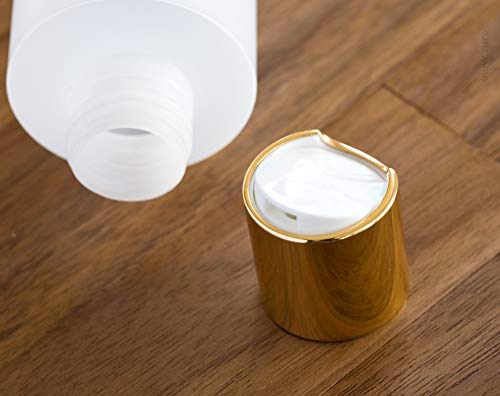 JUVITUS 4 oz / 120 ml Clear Natural Refillable Plastic Squeeze Bottle Dispenser with Gold Disc Cap (12 pack)4