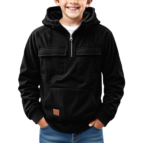 Boys Quarter Zip Pullover,Kids Hoodie Sweatshirt for Boy Teens Sweatshirts Activewear with Pockets