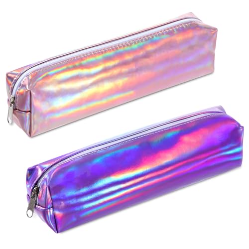 Amaxiu Holographic Pen Pencil Case, 2Pcs Colorful Pencil Pouch...