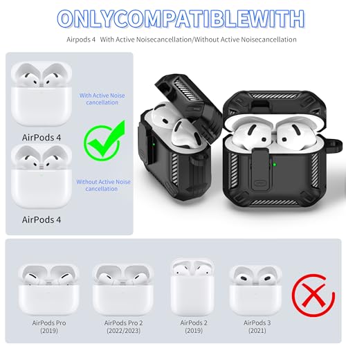 Image of RFUNGUANGO for AirPods 5 /4 Case (2026 /2024) with Lock, Black