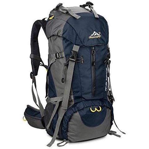 SKYSPER Hiking Backpack 50L Trekking Rucksacks Travel Daypack Water Resistant with Rain Cover for Climbing Camping Mountaineering Cover
