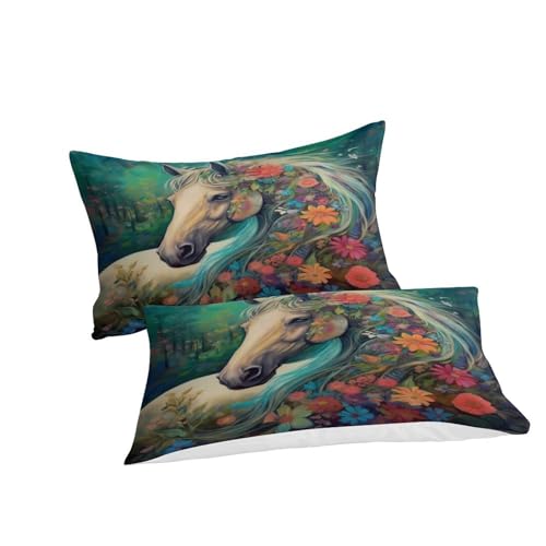 Housse de couette 3D chevaux avec fermeture éclair pour lit double 3 pièces