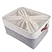 SOCOHOME Grandes Cestas de almacenaje de Tela, Cesta de Almacenamiento de Lona Engrosada Plegable para Ropa, Estantes, Juguetes (Blanco Gris, Xxlarge)