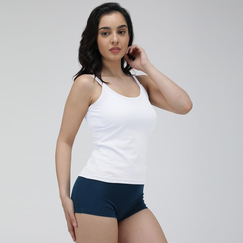 Image of Amul Comfy Cotton Adjustable Slips|Camisole|Pack of 3| Innerwear for Women(Assorted Colours May Vary)