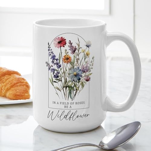 Mug Cerámico CafePress 15 oz Blanco Diseño Flores miniatura 6