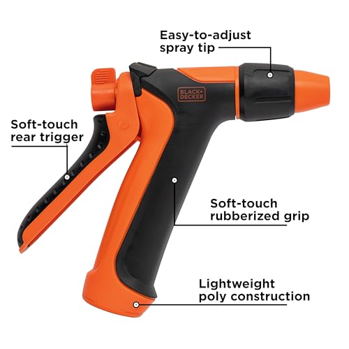 Black + Decker® Adjustable Rear Trigger Garden Hose Nozzle – Lightweight, Comfortable Grip Sprayer for Everyday Use BXWNBB57391 - image 2