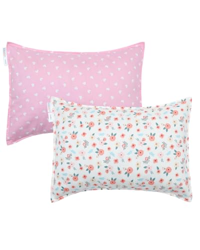 Image of ALVABABY Toddler Pillowcases 2 Pack Organic Cotton Kids Pillow Cover Fit 13 inchx 18 inch or 12 inchx20 inch Envelope for Girl Boy Travel