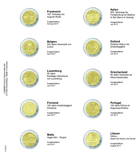 Álbum monedas 2 euros Francia Lituania 2017 hojas Lindner 1118-21 K3