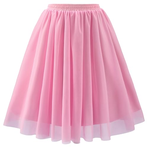 TRIWORKS Tüllrock Rosa Damen Hohe Taille Layered Puffy Tutu Rock Damen A-Linie Midirock für Party Halloween Karneval XXL