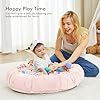 ANGELBLISS 5 in 1 Baby Play Gym Mat, Reversible Tummy Time Mat with 5 Sensory Toys for Stage-Based Developmental, Thick & Large Baby Activity Center from Newborn to Toddler (Pink) #3