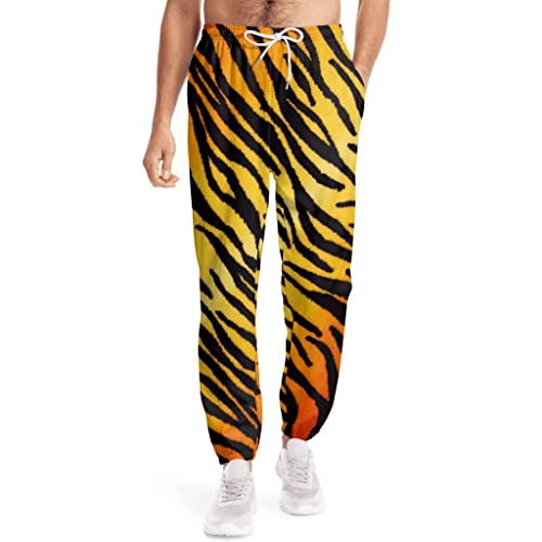 Caiji Mens Sweatpants Lounge Pants Animal Print Tiger Black Gold Comfy Jogger Pants Lightweight Casual Trousers With Pocket L #TOP16