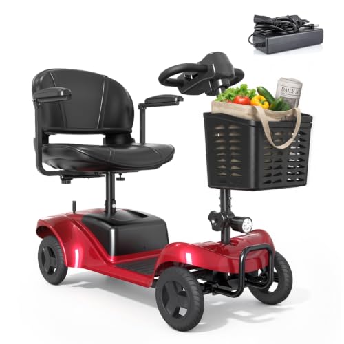 Image of 4 Wheel Mobility Scooter, Electric Scooter with Seat,Lightweight Mobility Scooter with Removable Battery. 6 MPH High Speed 265 lbs Capacity, Foldable Design (Basic Model-Yellow)