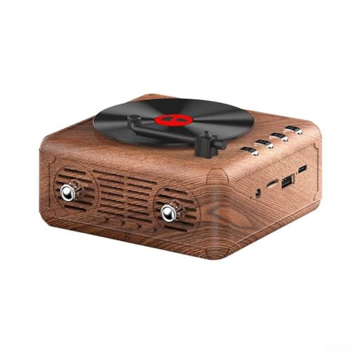 Jonikuper Reproductor de CD portátil y altavoz Bluetooth, recargable por USB retro con altavoces de rango completo, regalos de festivales, reproductor de BGM (grano de madera)