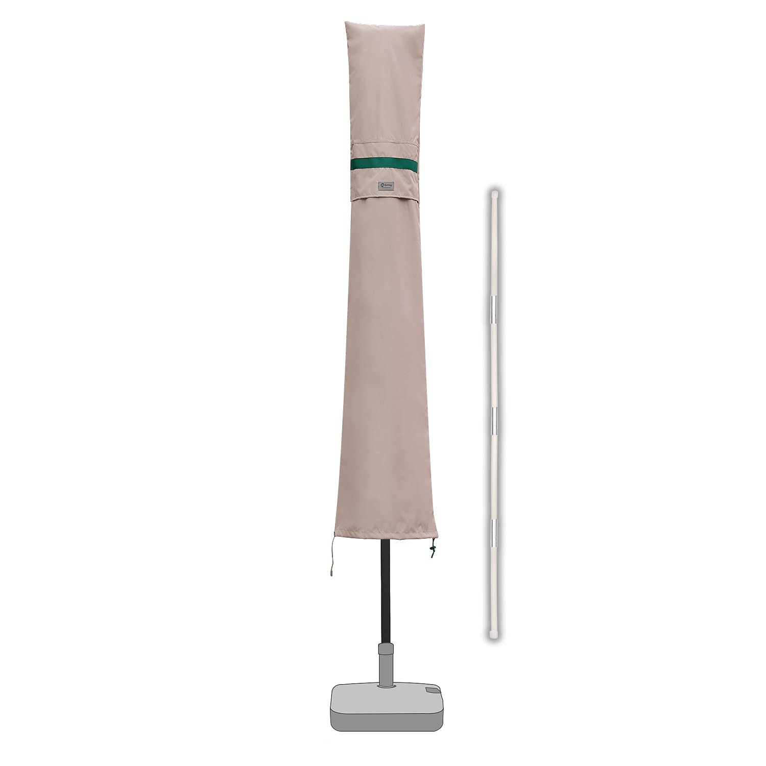 Sekey Sonnenschirm Schutzhülle mit Stab, Abdeckhauben für 350cm / 200x300cm Gartenschirm mit Belüftungsöffnungen, Abdeckung für Marktschirm / Balkonschirm, wasserdicht