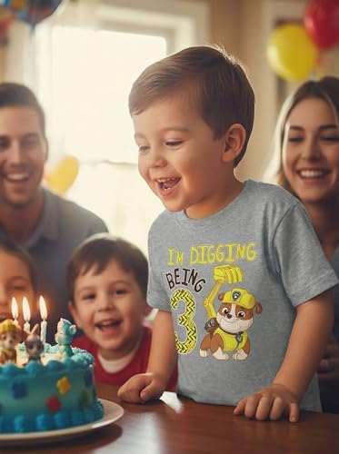 Image of Tstars Paw Patrol Rubble 3rd Birthday Shirt Toddler Boy 3 Year Old Tee
