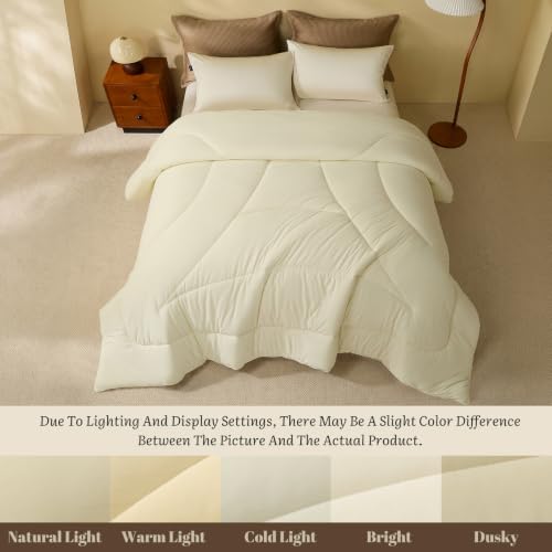 Cream Lvory Comforter Twin Size Soft Fluffy Breathable Bedding by HW&HL - Used condition - Image 7