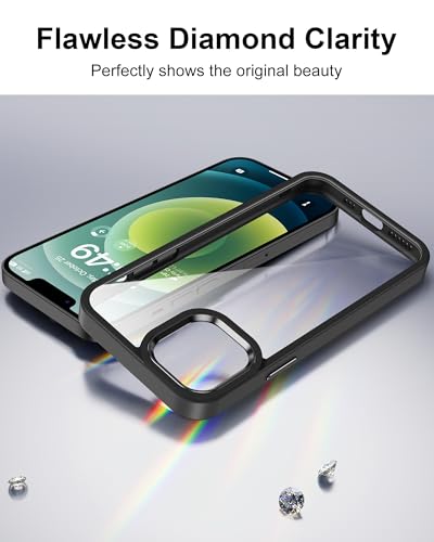 Image of HOOMIL Case for iPhone 12 and iPhone 12 Pro 6.1-Inch, Non-Yellowing, Drop Protection, Anti-Scratch Transparent Hard Back Phone Cover - Black