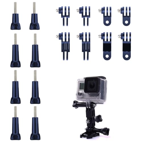 JEYORZY 16 piezas Brazo giratorio ajustable para cámara acción, Brazo de Extensión Soporte para Casco, accesorios montaje GoPro, para Otras Cámaras de Acción, soporte para casco motocicleta GoPro Pole