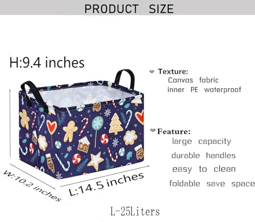 Image of Christmas Gift Storage Basket Rectangle Storage Organizer for Nursery Hamper Home Bedroom Laundry Hamper Shelf Baskets.