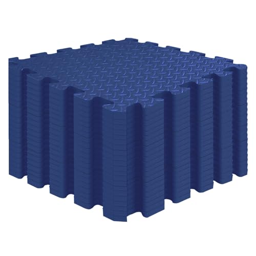 Suelo de gimnasio – Tapetes de espuma EVA extragruesos de 12 mm para el hogar, 30 x 30 cm, tapete ecológico para yoga y ejercicio (azul marino)