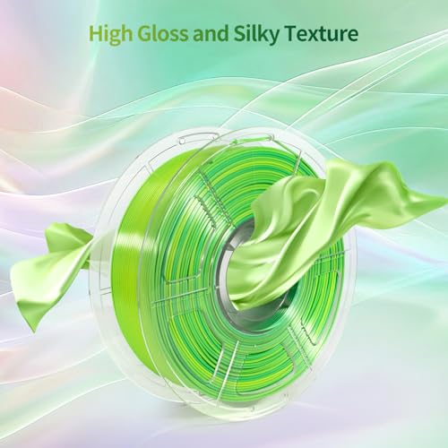 Image of IEMAI Silk PLA Filament 1.75mm 1kg, Dual-Color Gradient Yellow to Green 3D Printer Filament, Silky Glossy Finish, Tough & Neatly Wound for DIY, Artistic & Home Decor