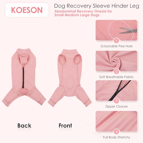 Image of KOESON Dog Recovery Suit Hind Leg, Recovery Sleeve for Female Male Dogs, Doggie Leg Sleeve to Stop Licking, Pet Rear Leg Wound Cover, Dog Spay Onesie for Wound Heal Care
