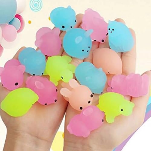 Image of Glow in The Dark Mini Squishy Animal Toys, Kawaii Stress Relief Mochi Squishies,, (30 Pieces)