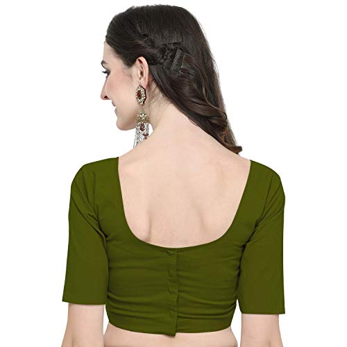 Image of Janasya Women's Plain Pure Cotton Stitched Blouse